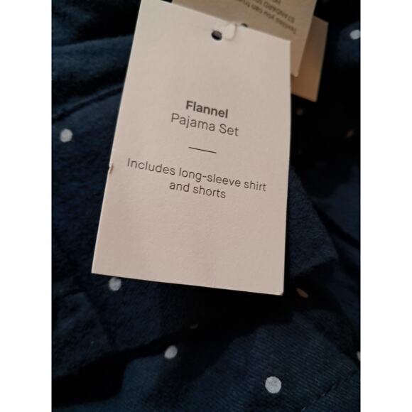 Auden Flannel Shirt And Shorts Sleepware Set Blue With White Polka Dots Medium - Picture 8 of 10